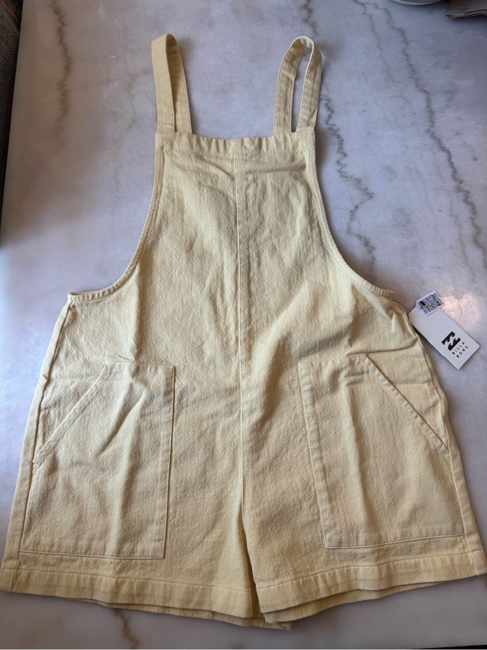 Billabong Women’s Light Yellow Short Overalls Romper